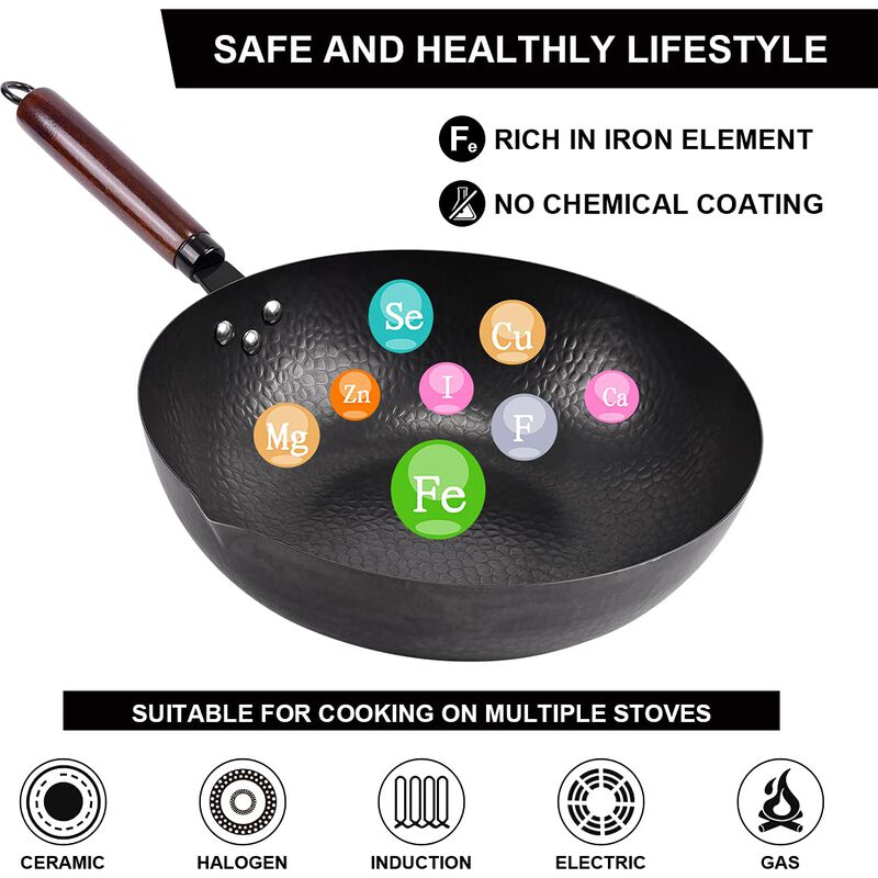 Wok Leidawn de Acero Al Carbono 12.8" con Tapa ... image number null