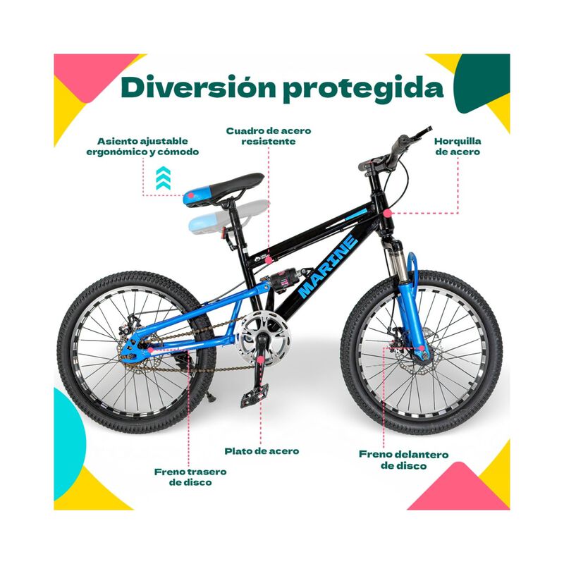 Bicicleta Monta&ntilde;a Rodada 20 Ni&ntilde;os Frenos De Dis... image number null