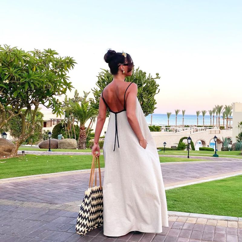 Vestido Maxi Boho de Lino Shy Velvet con Tirant... image number null