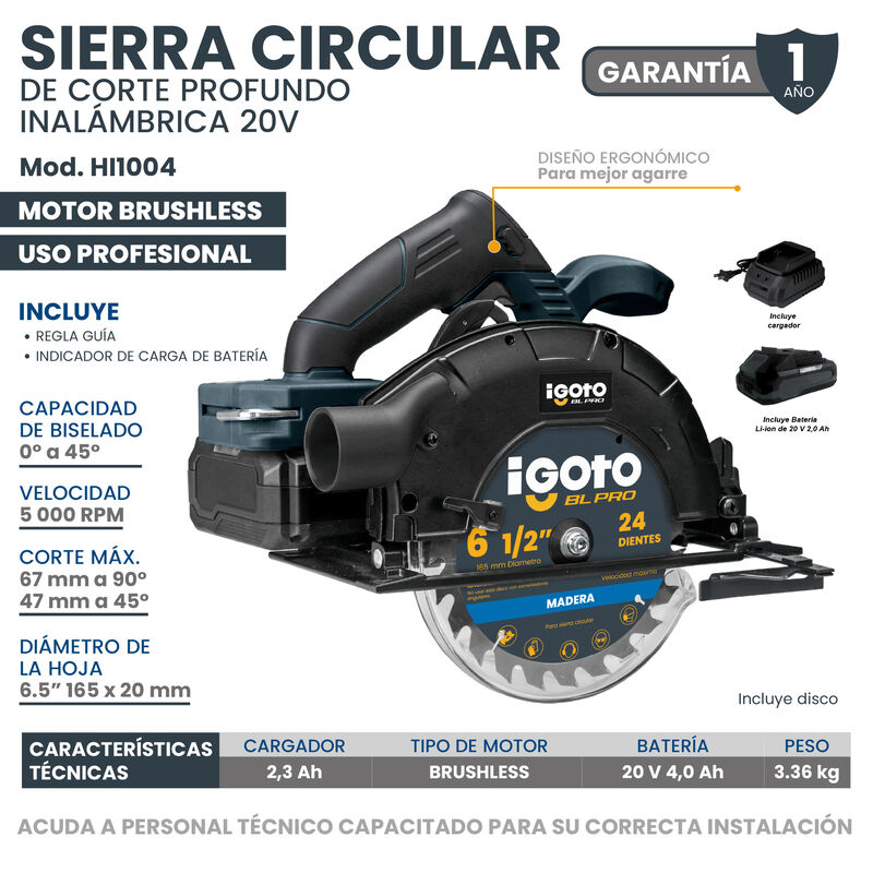 Sierra Circular Corte Profundo Igoto Brushless ... image number null