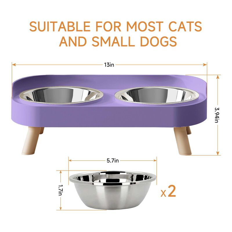 Comedero Para Gato Hiaieviy Elevado Morado De 2... image number null