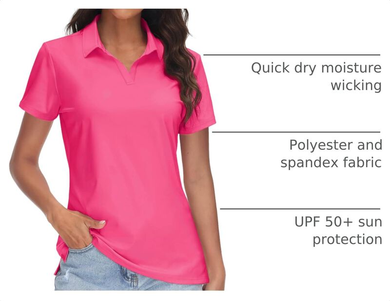 Camisa Polo Tacvasen Cuello En V Upf 50+ Rosa R... image number null