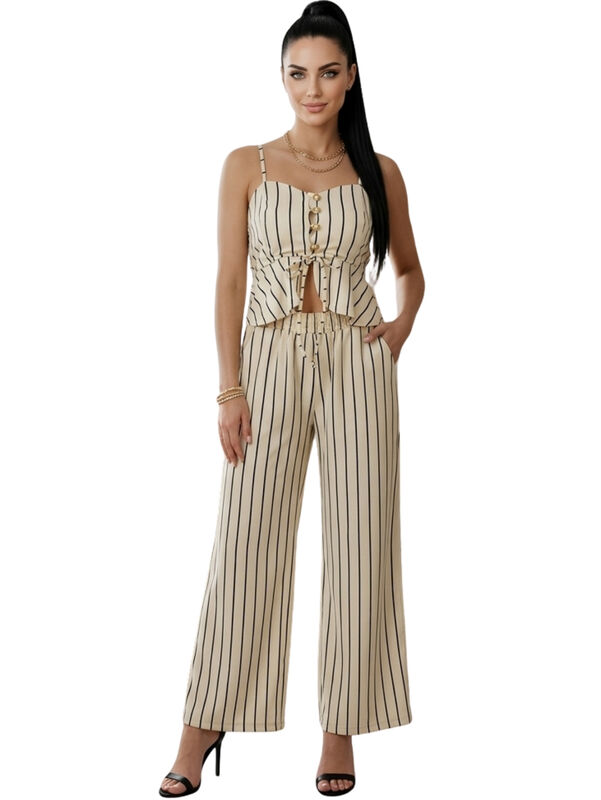 Conjunto 2 Piezas Rayado Top Peplum Con Tirante... image number null