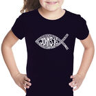 Camiseta Word Art Para Ni&ntilde;a - Pez Juan 3:16 - Negro