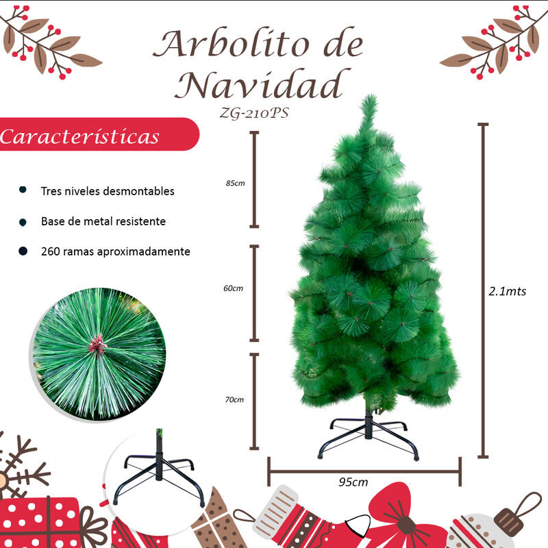 Árbol Pino De Navidad Verde 210 Cm Rama Gruesa ... image number null