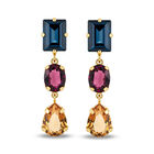 Aretes Plata Dorada 925 Con Piedras De Color