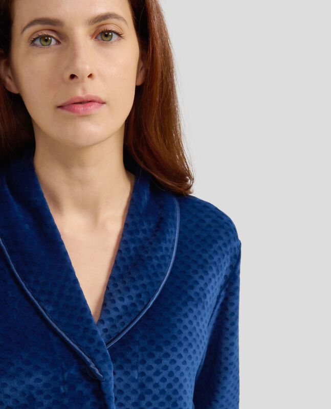 Bata de Terciopelo con Dise&ntilde;o de Rombos Azul Ma... image number null