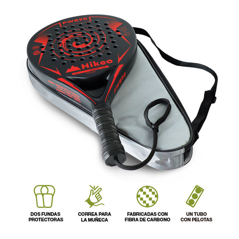Pala de Padel con 3 Pelotas Funda Grip Raqueta ... image number null