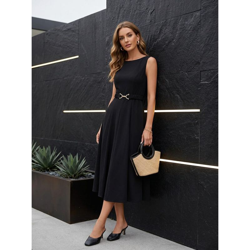 Vestido Zesica Sin Mangas Midi Negro M image number null