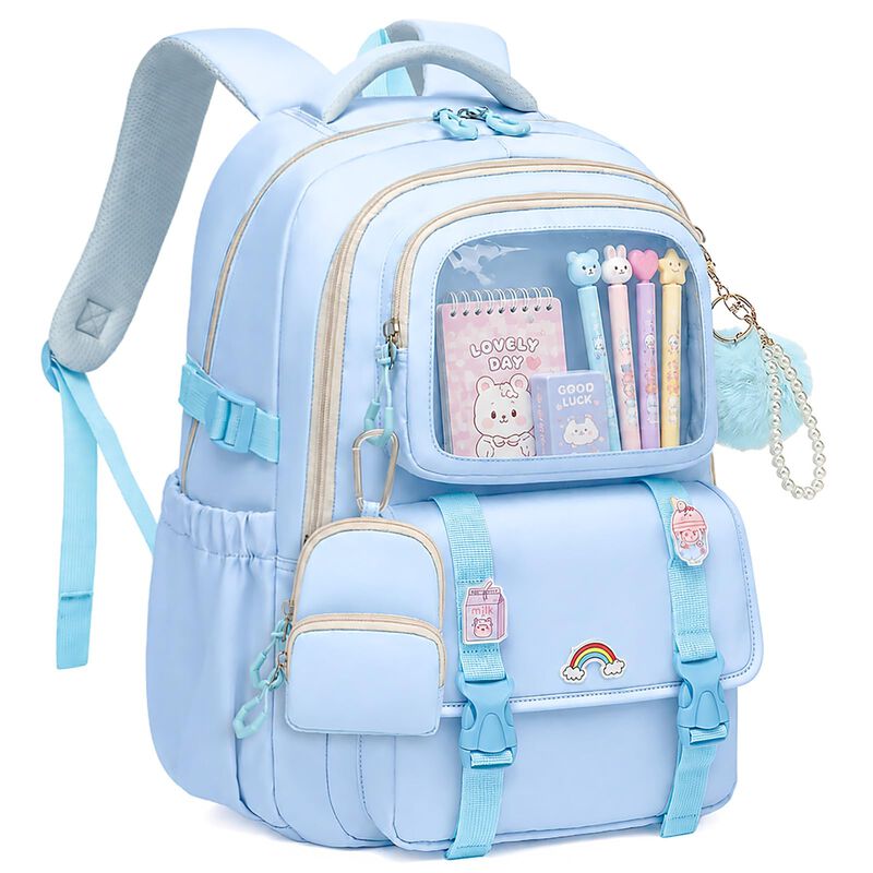 Mochila Qixihu Para Ni&ntilde;as 6‑12 A&ntilde;os Azul Kawaii image number null