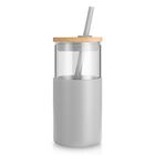 Vaso T&eacute;rmico De Vidrio Tronco 473 ml Con Tapa Y Sorbete