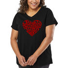 Camiseta De Talla Grande Cuello En V Word Art Para Mujer - Just a Small Town Girl- Negro