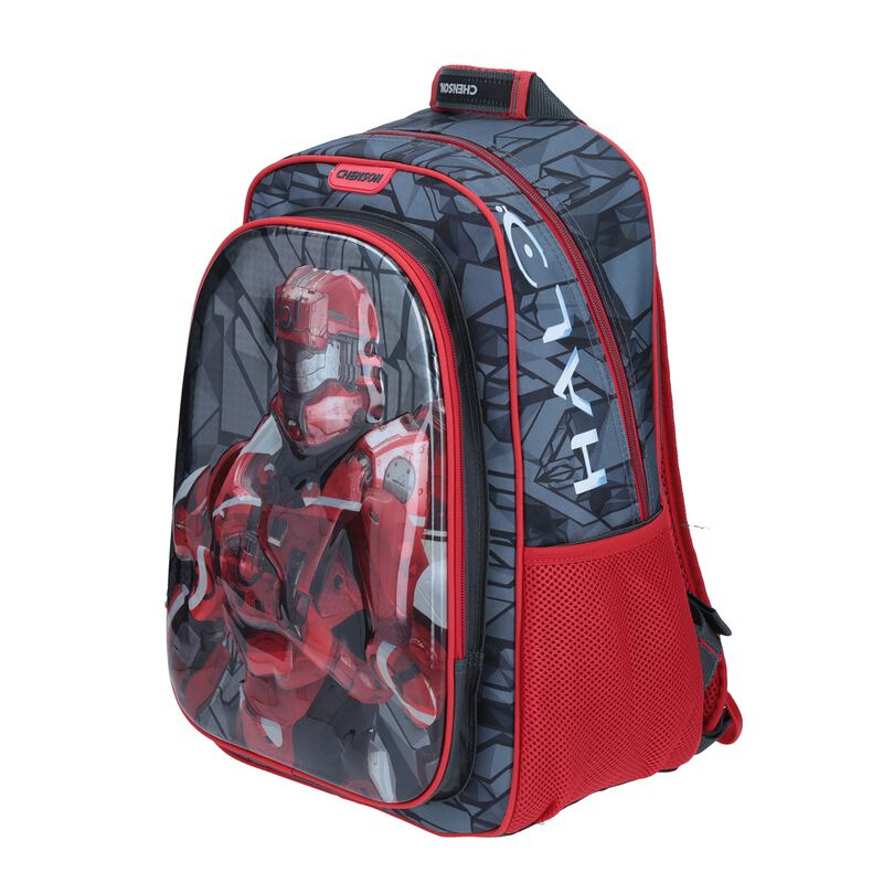 Mochila Halo rojo, negro y gris image number null