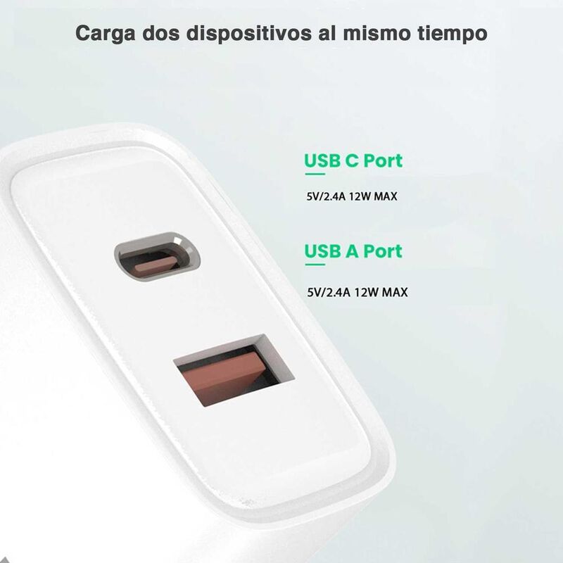 Cargador Ac Fdn Dual Usb-c Usb-a 2.4a Blanco (s... image number null