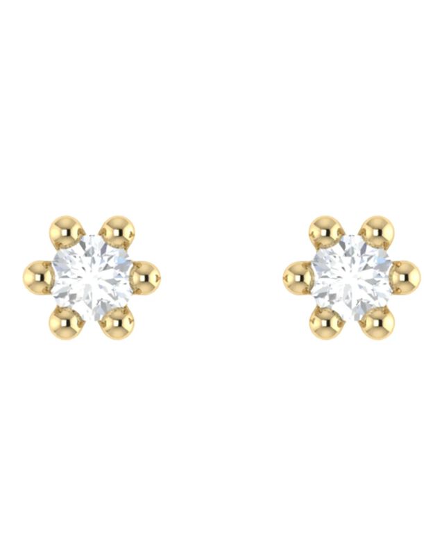 Broqueles De Oro Amarillo 14k Con 5pts De Diama... image number null