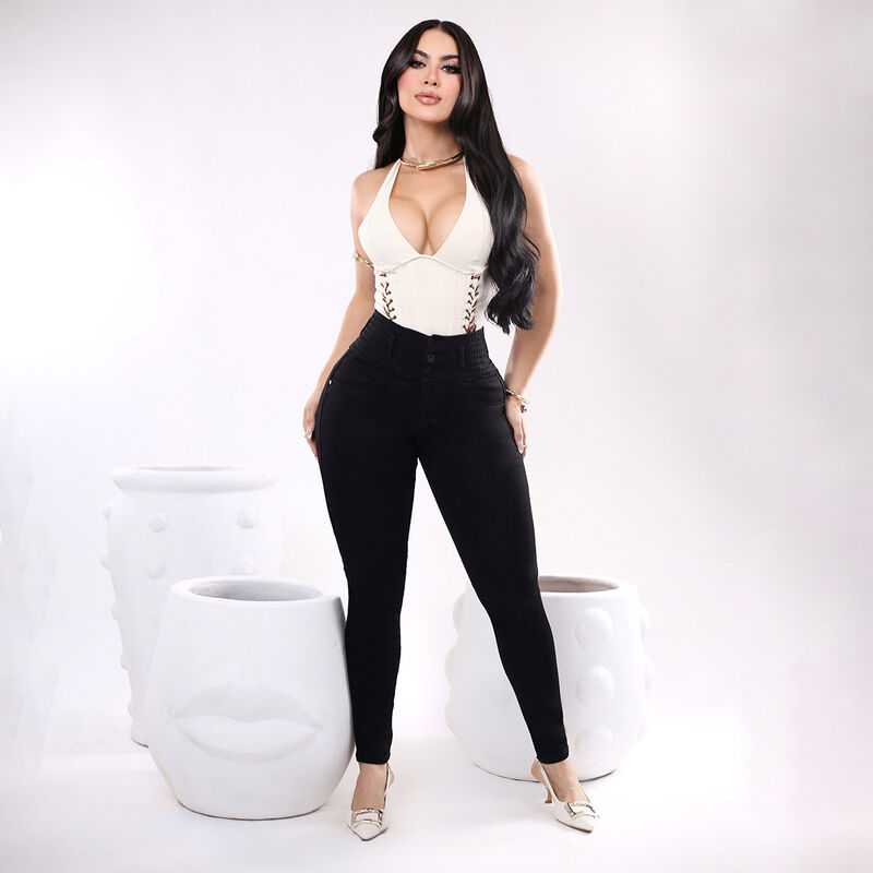 Jeans Negros El&aacute;stico Super Skinny Mujer Tiro A... image number null