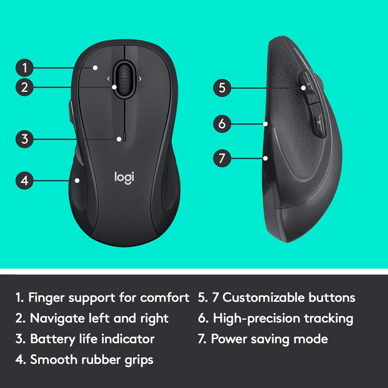 Rat&oacute;n De Ordenador Inal&aacute;mbrico Logitech M510 Pa... image number null