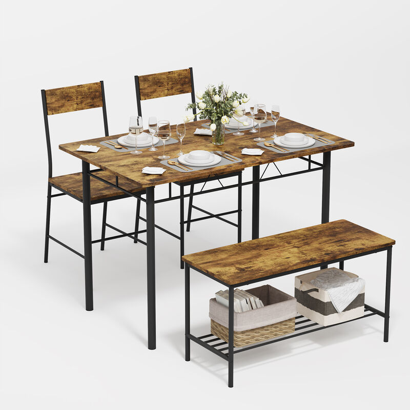 Juego De Comedor 4 Piezas Mesa Y Banco Estilo I... image number null