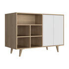 Mesa Auxiliar Zapatero Burdeos Beige Y Blanco Con Cuatro Puertas y Entrepaños