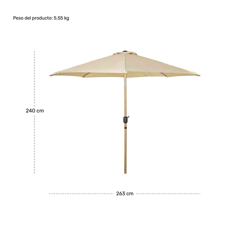 Sombrilla Tipo Madera Jard&iacute;n Exterior 2.63m Pla... image number null