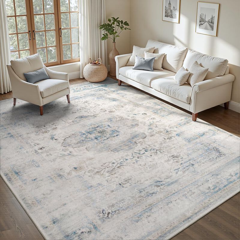 Alfombra Dcx 137x178 Cm Azul Lavable Estilo Vin... image number null