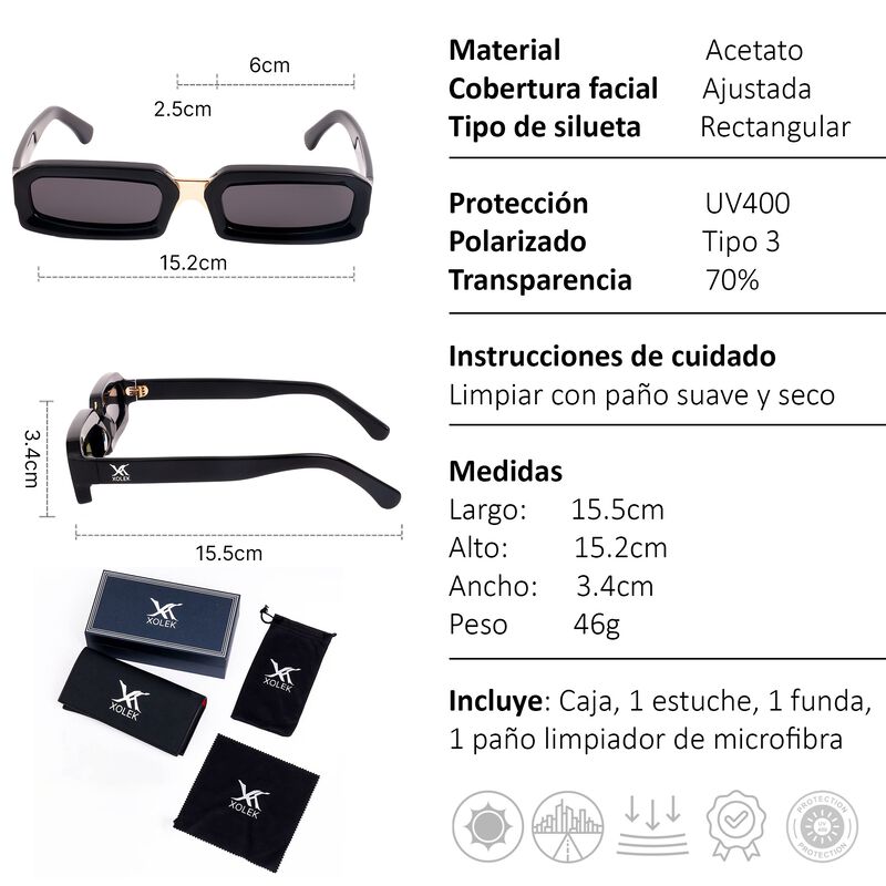 Lentes De Sol Xolek 105 Moda Met&aacute;lico Retro Uv ... image number null