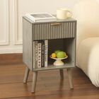 Mesita De Noche Fultyle Mid Century Modern Con Caj&oacute;n Gris