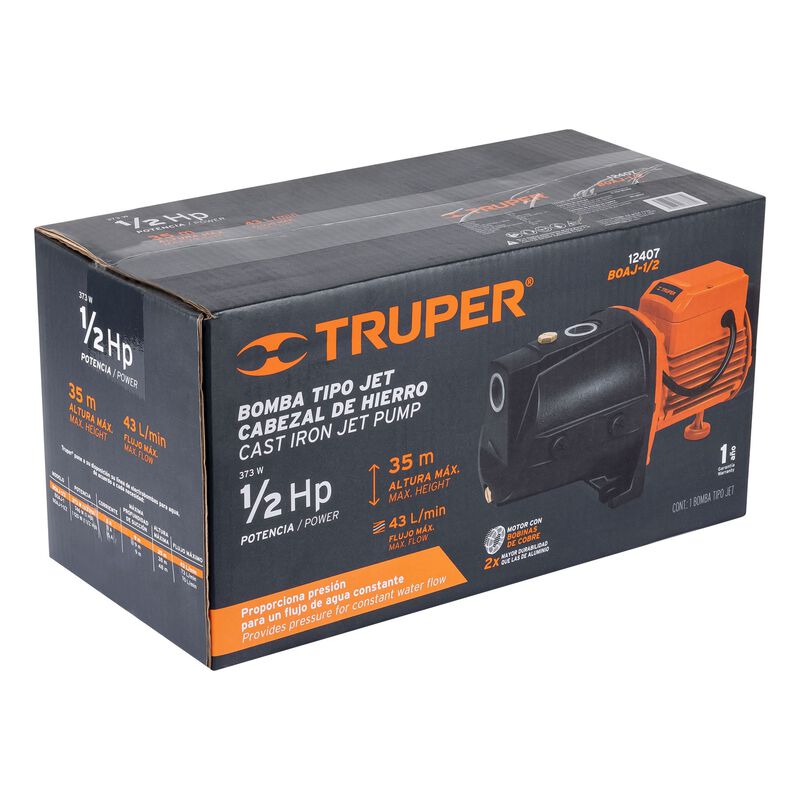 Bomba Eléctrica para Agua Tipo Jet 1/2 Hp Trupe... image number null
