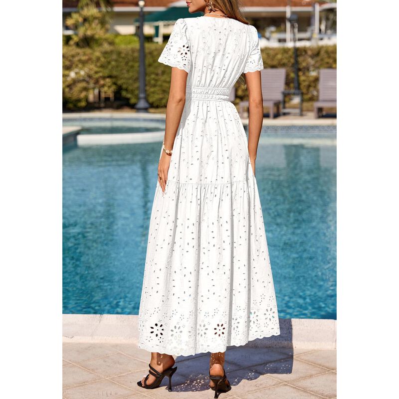 Vestido Maxi Prettygarden Cuello V Algod&oacute;n Blan... image number null