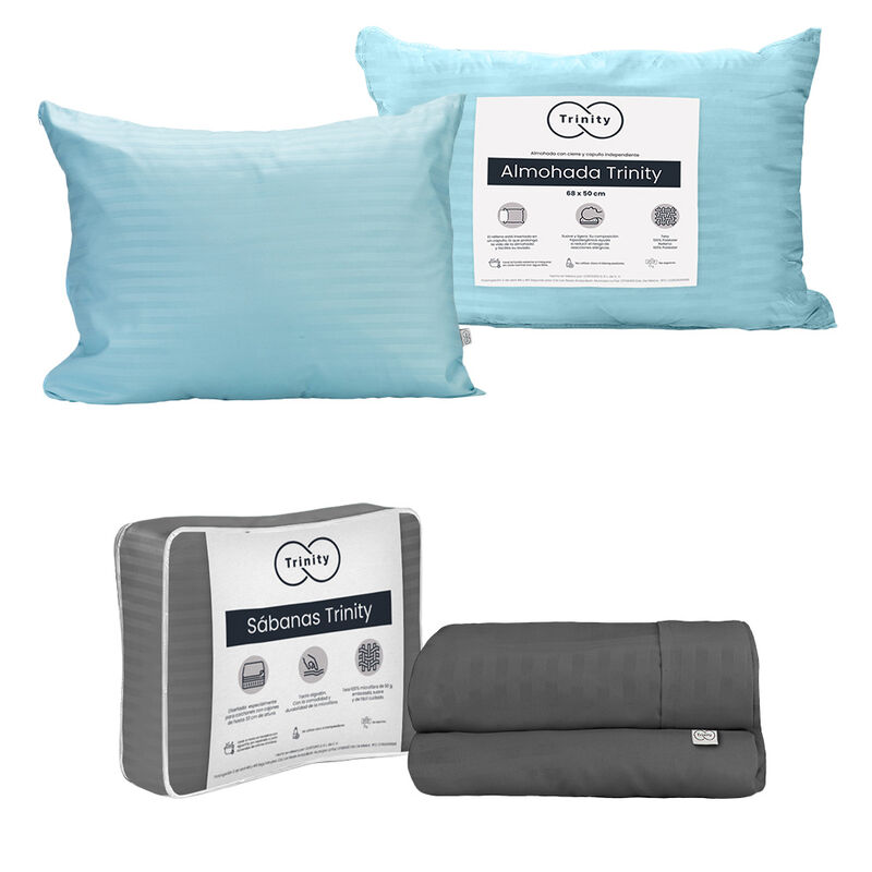 1 juego de S&aacute;banas Individual Trinity Gris Oxfo... image number null