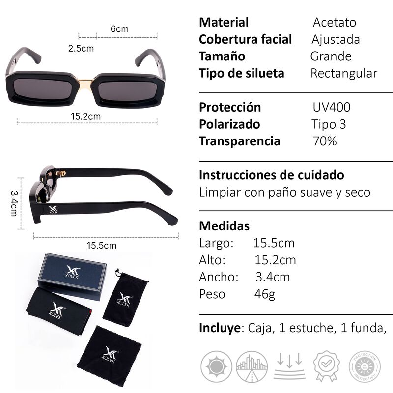 Lentes De Sol Xolek 105 Moda Met&aacute;lico Retro Uv ... image number null