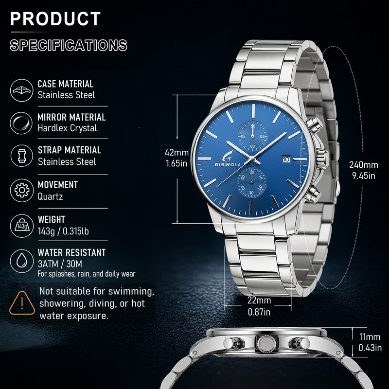 Reloj Giswoll Cron&oacute;grafo De Acero Inoxidable 14... image number null