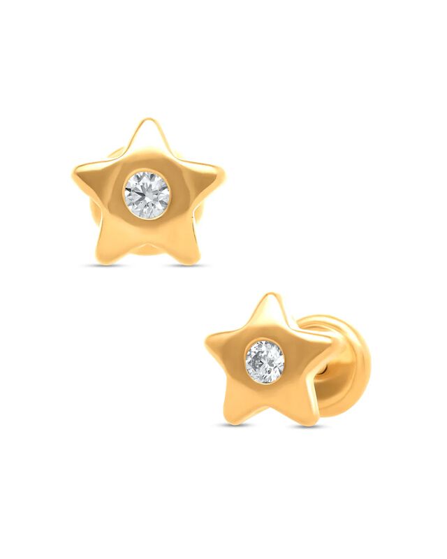 Broqueles De Estrella En Oro Amarillo 14k Con 6... image number null