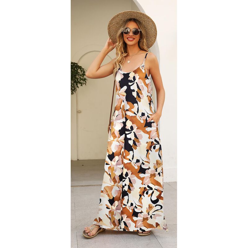 Vestido Supnier L Floral Maxi Casual Taupe/Negr... image number null