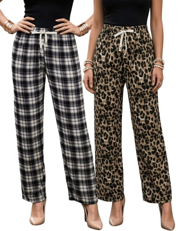 Set De Dos Pantalones De Mujer De Corte Ancho M... image number null