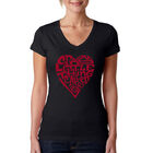 Camiseta De Cuello En V Word Art Para Mujer - Crazy Little Thing Called Love- Negro