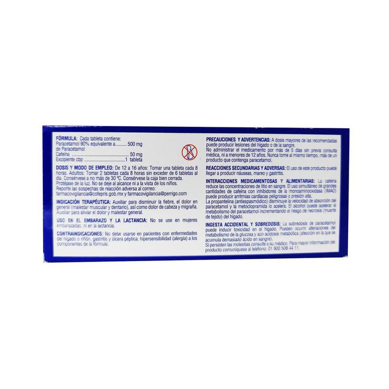 Paracetamol - Cafeina 500/50 Mg 20 Tableta(s) image number null