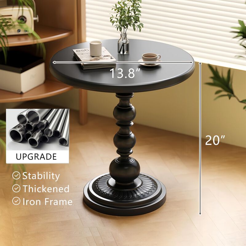 Mesa Auxiliar Funecy Metal Vintage Negro Mate 3... image number null