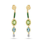 Aretes De Oro Amarillo 10k Con 3pts De Diamante Tsavorita Topacio Swiss Azul Y Peridot