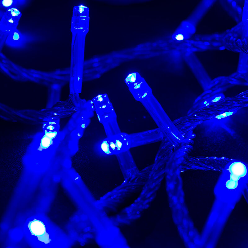 Serie navide&ntilde;a 500 LED luz azul cable transpare... image number null