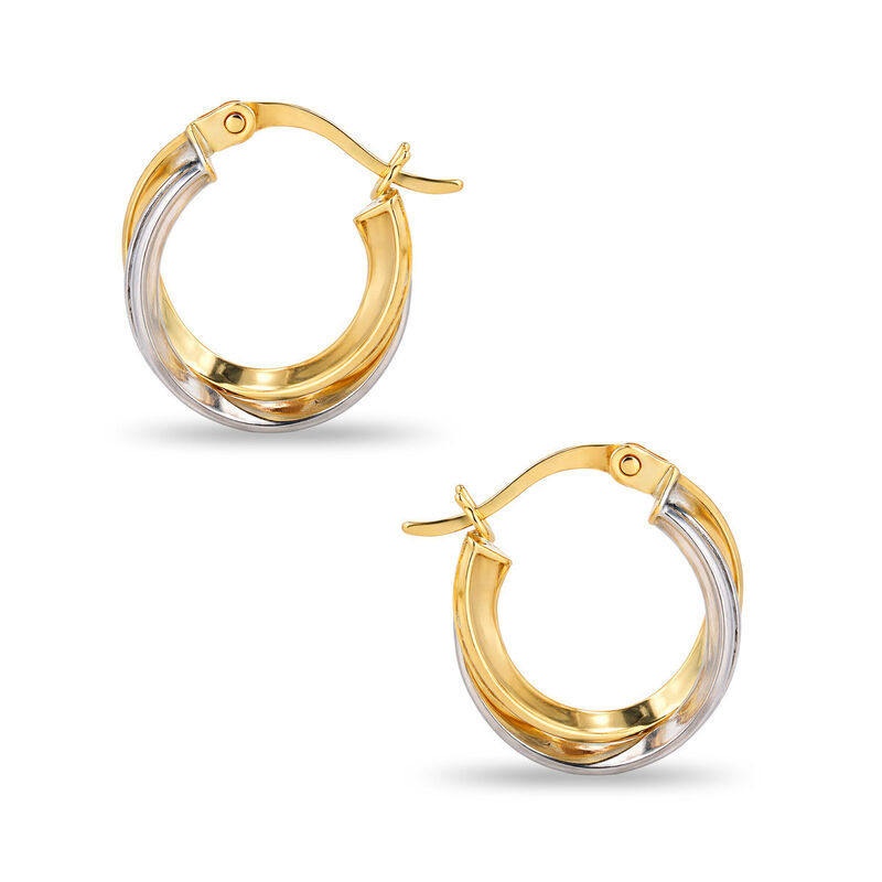 Arracadas Bicolor Oro 10k Con Zirconias 10 mm |... image number null