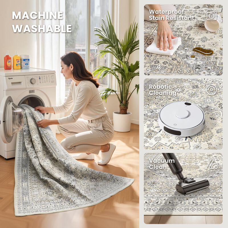 Alfombra De &Aacute;rea Zesthome 122x183 Cm Lavable Be... image number null