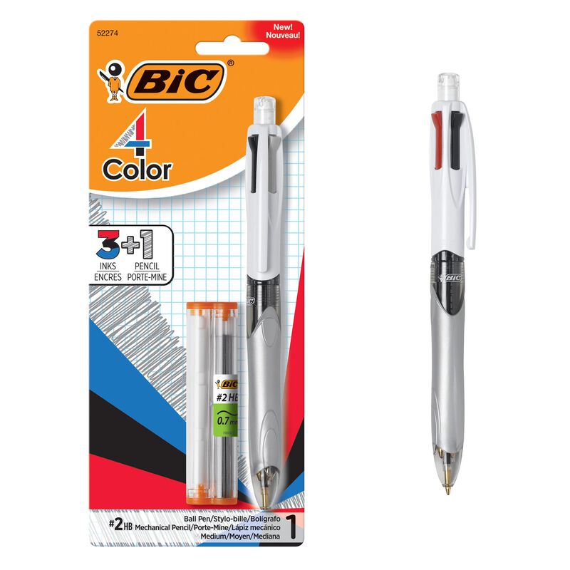 Bol&iacute;grafos Y L&aacute;piz Bic De 4 Colores, 3+1 Punta ... image number null