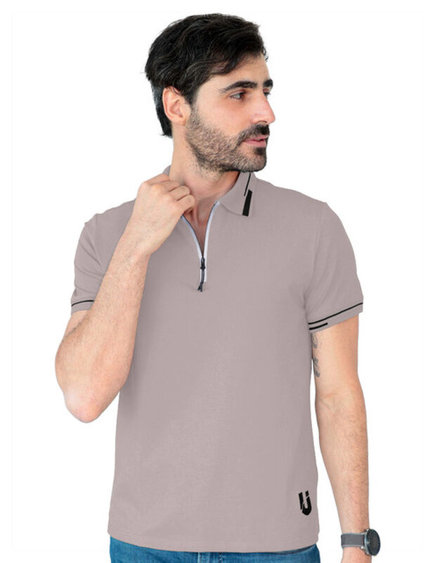 Playera Hombre Premium Cuello Con Cierre Café M... image number null