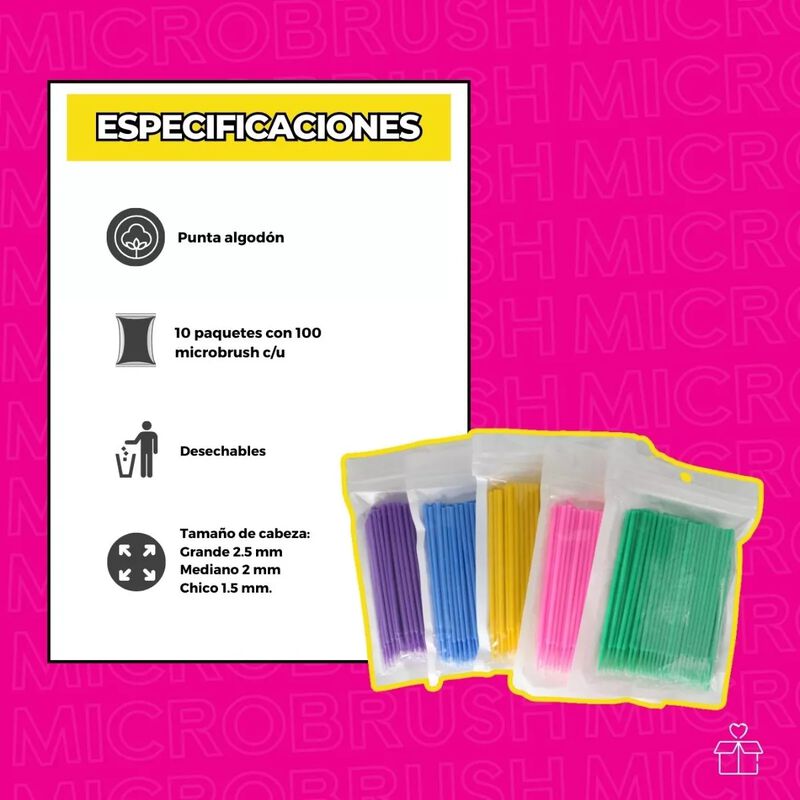 Kit Microbrush Pestañas 1000pz Mayoreo Punta 2.... image number null