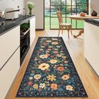 Alfombra Runner Dukino 2x6 Para Pasillo, Lavable Y Antideslizante, Color Azul Oscuro
