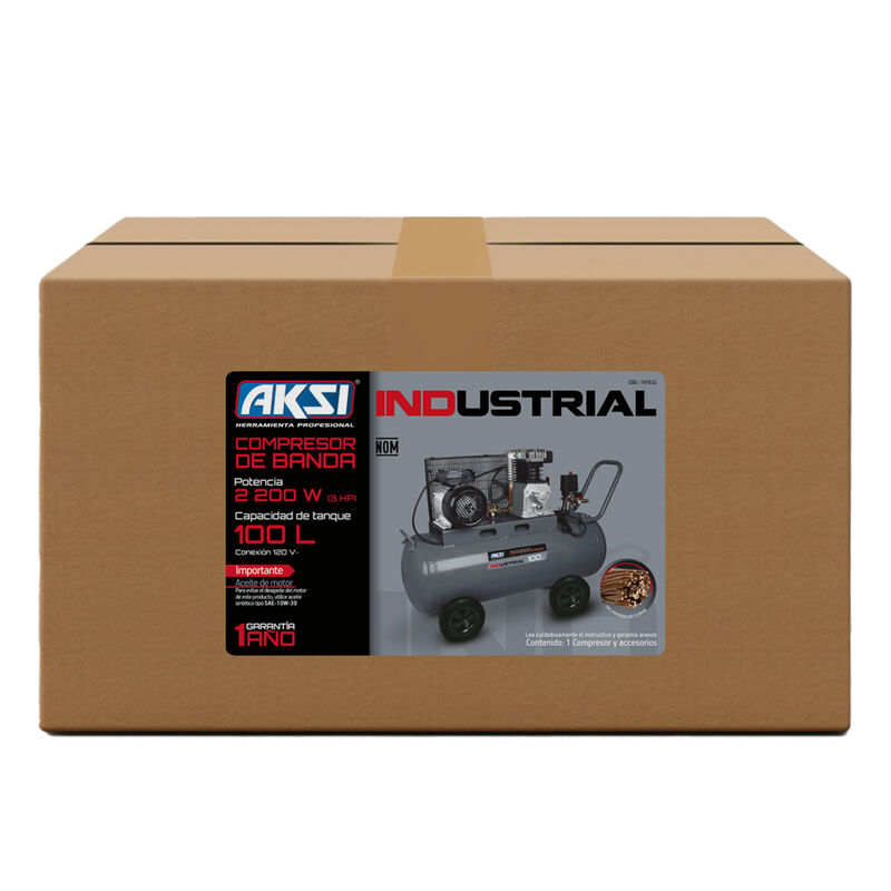 Compresor de Aire Aksi 100 lts 4 HP 2985W Indus... image number null