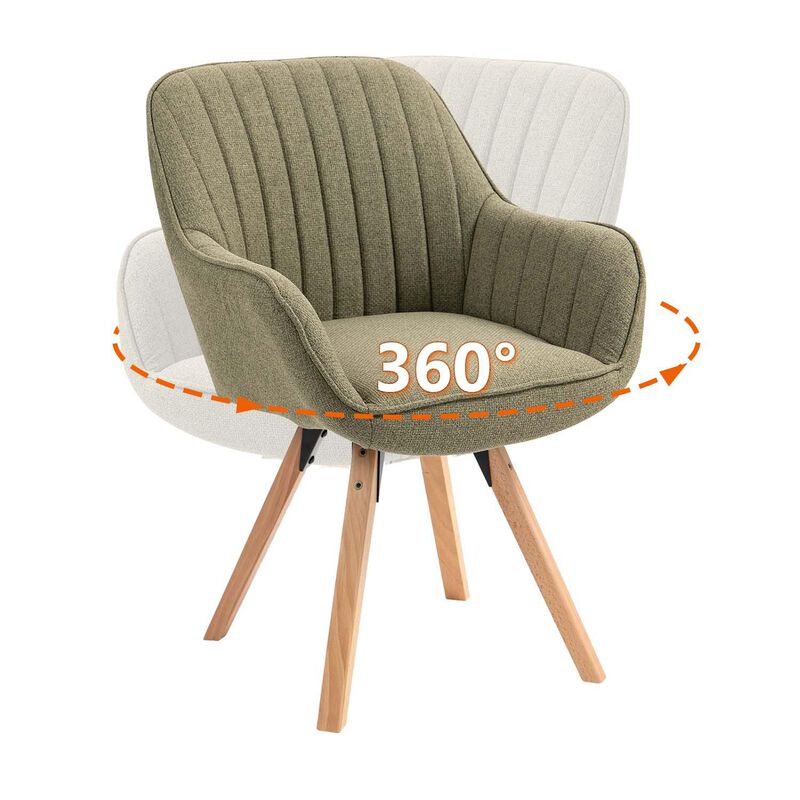 Silla Giratoria 360&deg; Con Brazos, Tapizada En Te... image number null