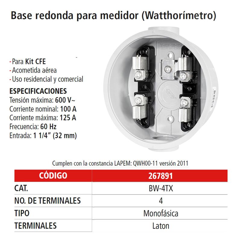 Base Para Medidor 4 Policarbonato Espec Iusa image number null