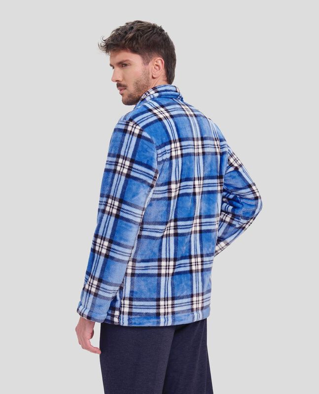 Bata de Hombre con Cremallera a Cuadros Azules ... image number null